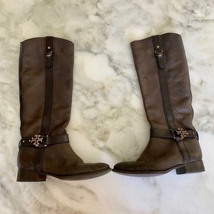 Brown Leather Tory Burch Riding Boot Size 8M